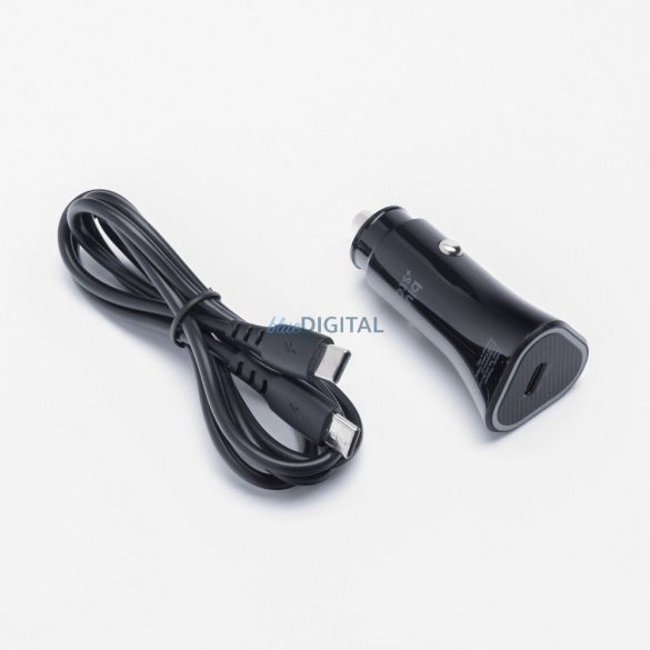 Încărcător cardiac cu cap 1xconector Type-C, cablu Type-C - Type-C, PD / QC3.0 / 3A / 20W, 1M, negru, BlueStar