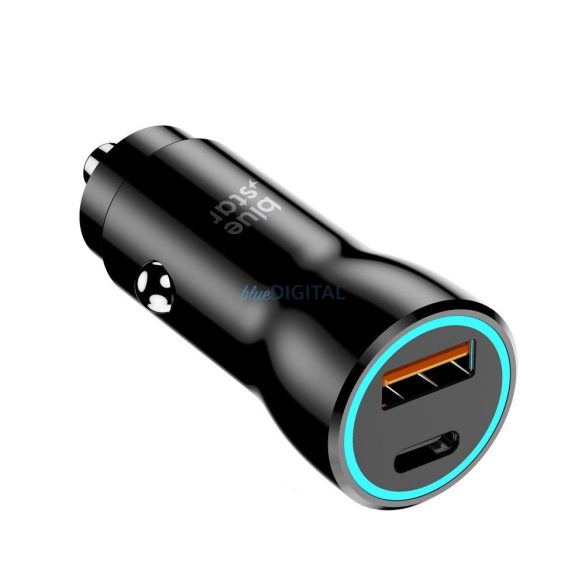 Cap încărcător cardiac, 1xType-C / 1xUSB, PD / QC3.0, 3A / 25W, negru, BlueStar