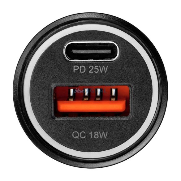 Cap încărcător cardiac, 1xType-C / 1xUSB, PD / QC3.0, 3A / 25W, negru, BlueStar