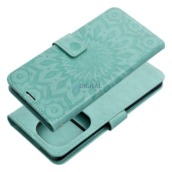 Husa pentru telefon Xiaomi Redmi Note 13 Pro 4G, husa carte, carcasa cu deschidere laterala, inchidere magnetica, verde, mandala, Forcell Mezzo