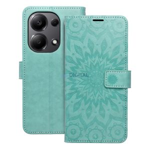Husă pentru telefon Xiaomi Redmi Note 13 4G, husă carte, carcasă cu deschidere laterală, închidere magnetică, verde, mandala, Forcell Mezzo