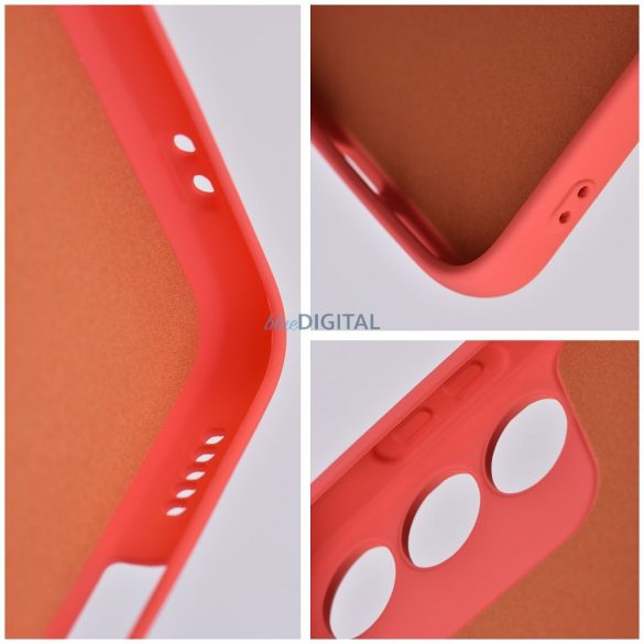 Husa din silicon Xiaomi Redmi Note 13 Pro 4G, mata, interior din piele intoarsa, rosu/piersica, silicon