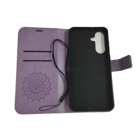 Samsung Galaxy A26 husă pentru telefon, husă carte, husă cu deschidere laterală, închidere magnetică, violet, mandala, SM-A266, Mezzo