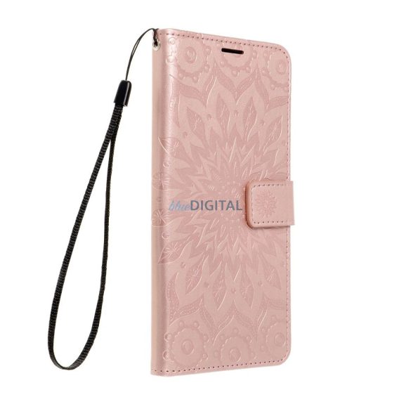 Carcasă telefon Samsung Galaxy A26, carcasă carte, carcasă cu deschidere laterală, închidere magnetică, aur roz, mandala, SM-A266, Mezzo