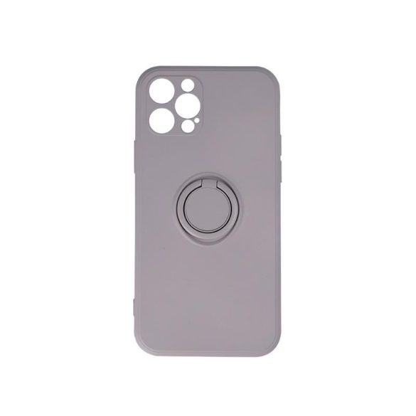 Husă cu spate inel pentru Samsung Galaxy A33, husă din silicon, interior din piele intoarsa, gri, SM-A336, prindere pentru degete