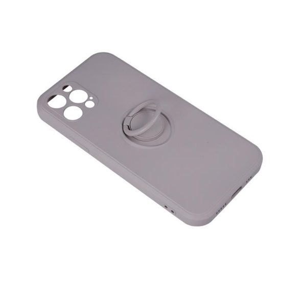 Husă cu spate inel pentru Samsung Galaxy A33, husă din silicon, interior din piele intoarsa, gri, SM-A336, prindere pentru degete