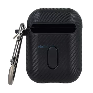 Carcasă TPU Airpods 3 cu cârlig, model carbon, negru, Carbon
