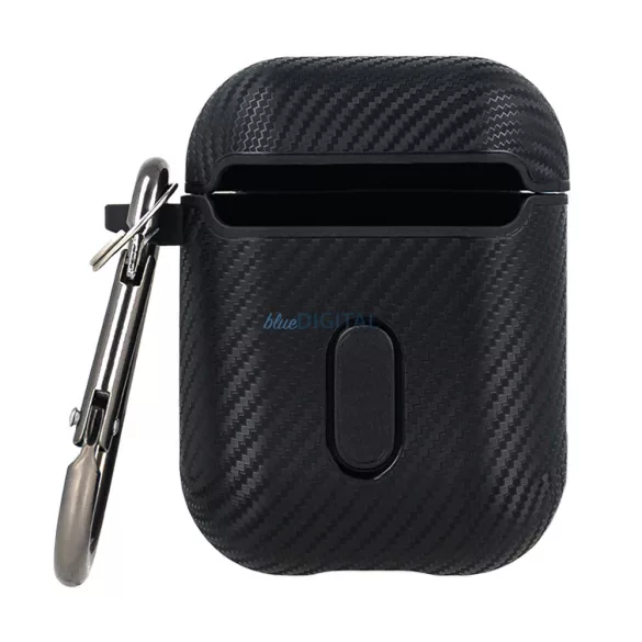 Carcasă TPU Airpods 3 cu cârlig, model carbon, negru, Carbon