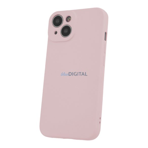 Carcasă din silicon pentru iPhone 14 (6.1"), carcasă spate, interior din piele de căprioară, roz, mată, carcasă din silicon