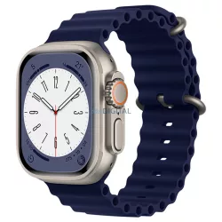   Curea ceas inteligent Apple Watch 6 / 7 / 8 / 9 / SE / SE 2, silicon, albastru închis, 38/40/41mm, Techsuit