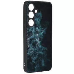  HUSĂ! - Carcasă rigidă pentru Samsung Galaxy S24 Plus, carcasă din sticlă/policarbonat/TPU, model Blue Cloud, SM-S926, Techsuit Glaze Blue Nebula