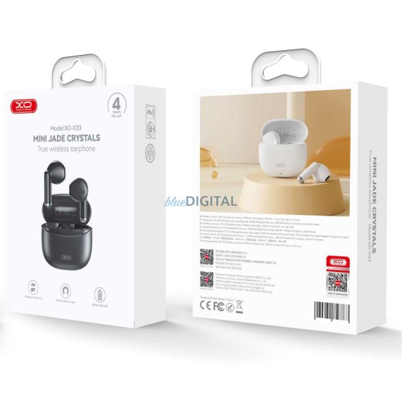 Căști bluetooth stereo cu încărcător wireless, TWS, negru, XO X33