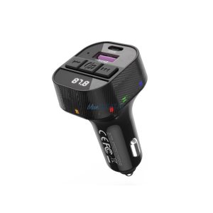 Transmițător FM Bluetooth, 1xUSB / 1xType-C, PD, 3A / 30W, BT5.3, Negru, XO-BCC17