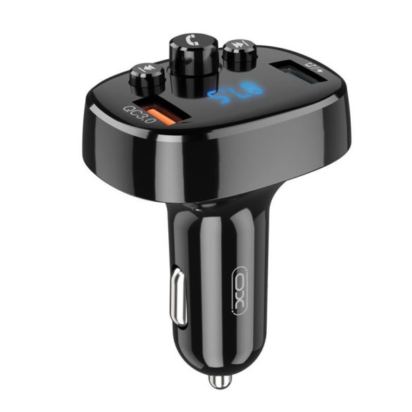 Transmițător FM Bluetooth, 2xUSB, afișaj LED, 18W, QC3.0, negru, XO-BCC03