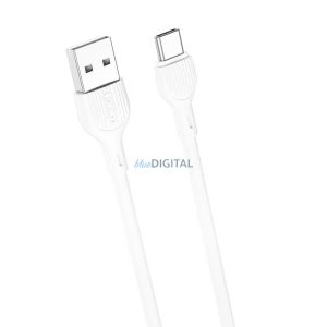 Cablu de date cu încărcare rapidă Type-C, 2.1A, 1M, alb, XO-NB200