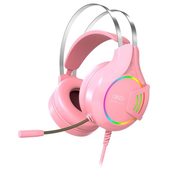 Căști stereo pentru gamer XO GE-04 roz cu microfon (mufă de 3,5 mm)