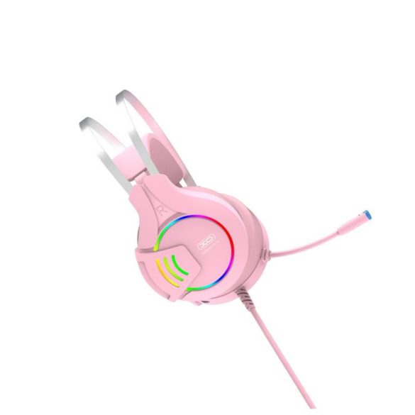 Căști stereo pentru gamer XO GE-04 roz cu microfon (mufă de 3,5 mm)