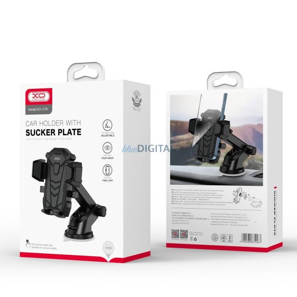 Suport pentru parbriz / tablou de bord, rotativ 360°, 4-7", negru, XO-C76