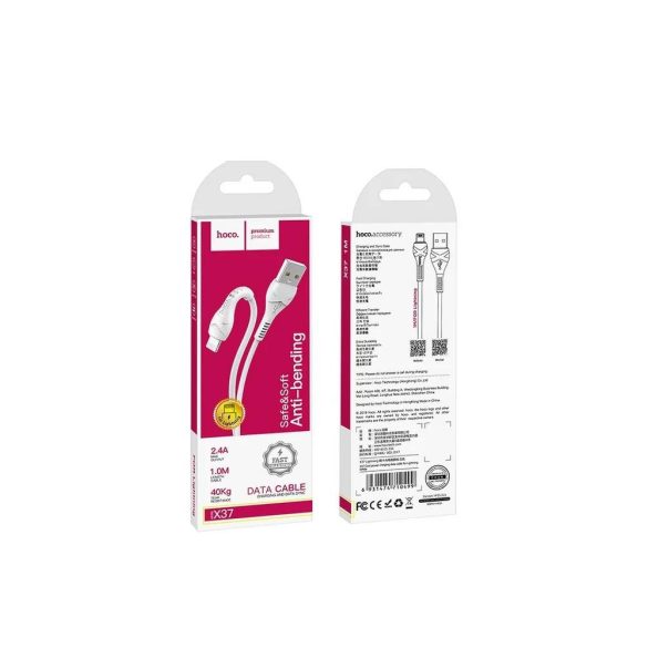 Hoco X37 iPhone 8pin alb cablu de date incarcare rapida 2.4A 1M
