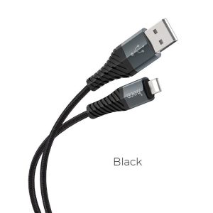 Hoco X38 iPhone 8pin cablu de date din material negru 1m 2.4A