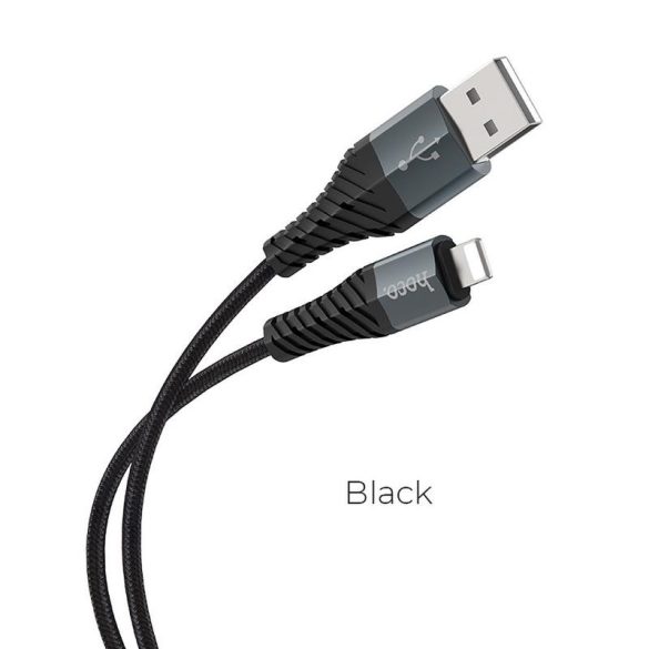 Hoco X38 iPhone 8pin cablu de date din material negru 1m 2.4A