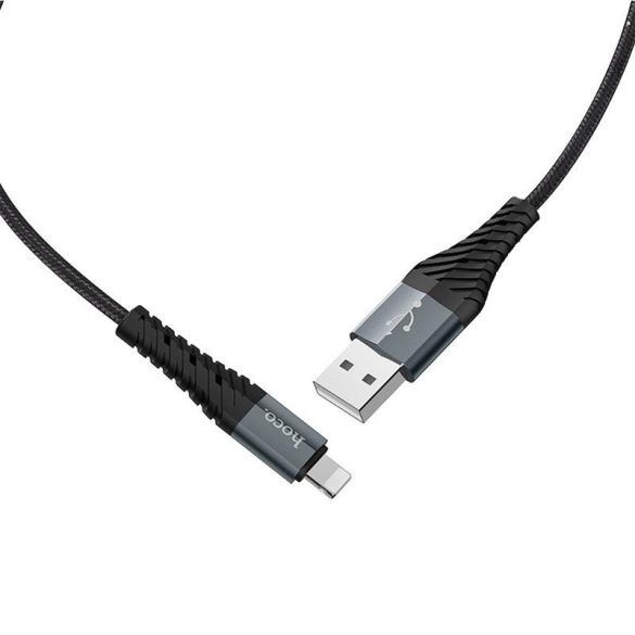 Hoco X38 iPhone 8pin cablu de date din material negru 1m 2.4A
