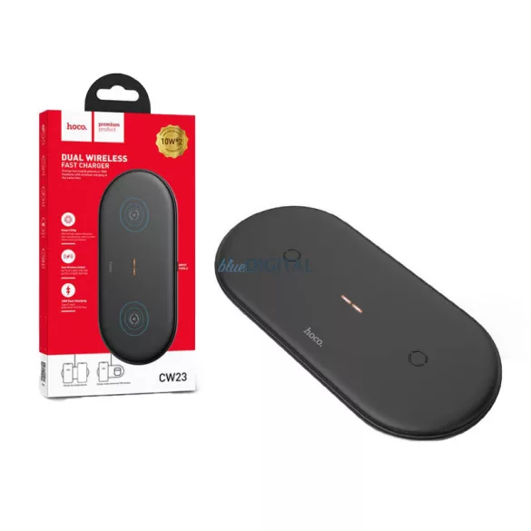 Suport de încărcare wireless 2in1, 10W / 3A, negru, Hoco CW23