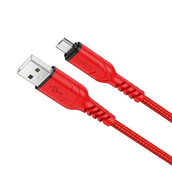 Cablu de date de încărcare rapidă Micro USB / USB-A, acoperit cu material, roșu, 1M, 2.4A, Hoco X59