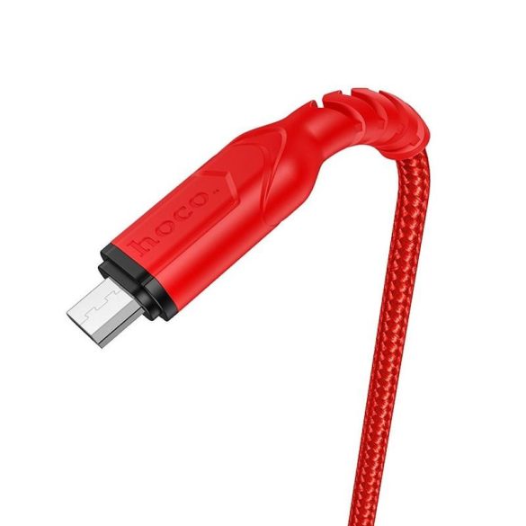 Cablu de date de încărcare rapidă Micro USB / USB-A, acoperit cu material, roșu, 1M, 2.4A, Hoco X59