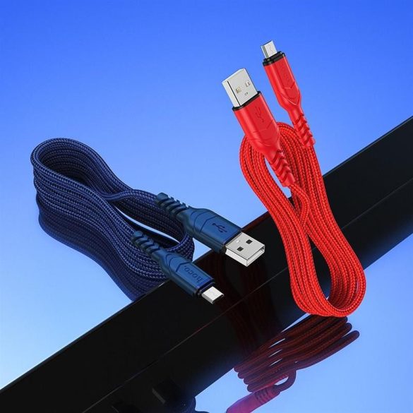 Cablu de date de încărcare rapidă Micro USB / USB-A, acoperit cu material, roșu, 1M, 2.4A, Hoco X59