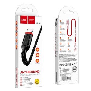 Cablu de date din material negru Hoco X59 Type-C 1m 3A