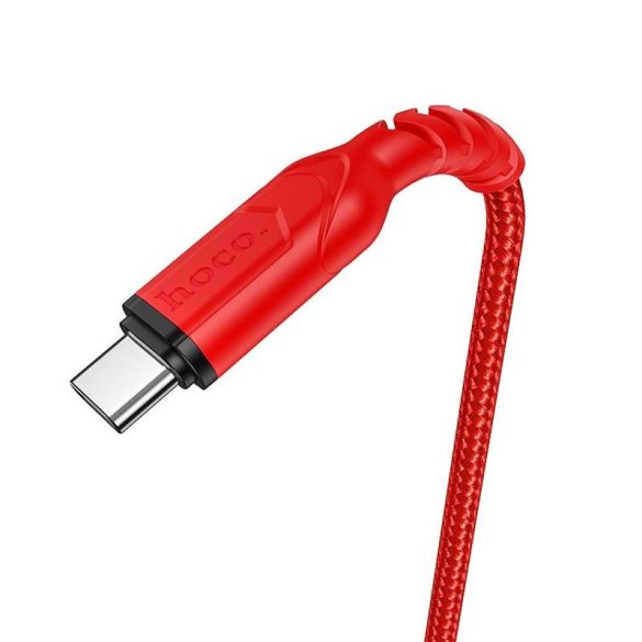 Cablu de date de încărcare rapidă tip C, acoperit cu material, roșu, 1M, 3A, Hoco X59