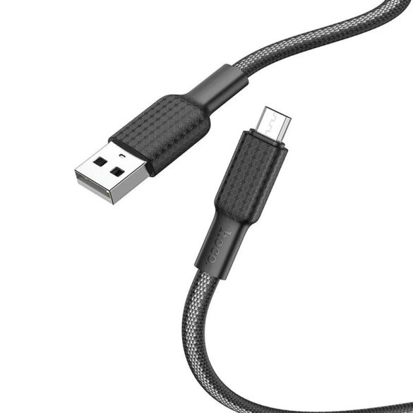 Cablu de date micro USB pentru încărcare rapidă, încărcare rapidă, 2.4A, 1M, acoperit cu material, negru, Hoco X69