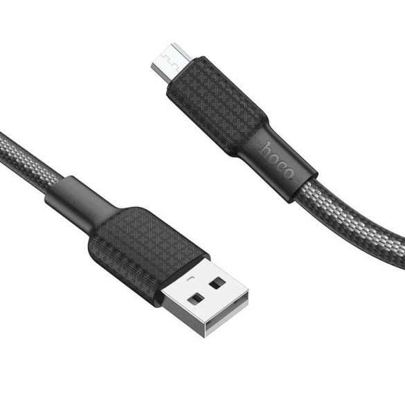 Cablu de date micro USB pentru încărcare rapidă, încărcare rapidă, 2.4A, 1M, acoperit cu material, negru, Hoco X69