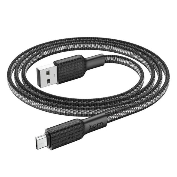 Cablu de date micro USB pentru încărcare rapidă, încărcare rapidă, 2.4A, 1M, acoperit cu material, negru, Hoco X69
