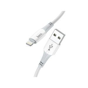 Hoco X70 "Ferry" iPhone 8pin cablu de date de încărcare rapidă acoperit pânză albă 2.4A 1M