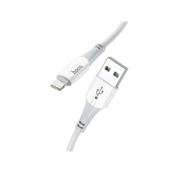 Hoco X70 "Ferry" iPhone 8pin cablu de date de încărcare rapidă acoperit pânză albă 2.4A 1M