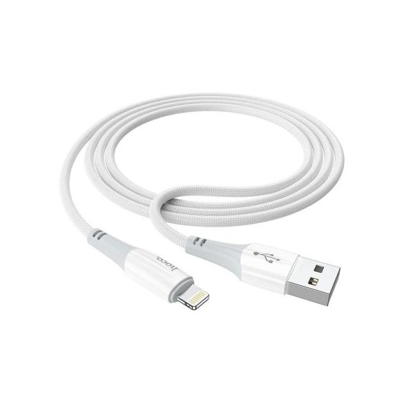 Hoco X70 "Ferry" iPhone 8pin cablu de date de încărcare rapidă acoperit pânză albă 2.4A 1M