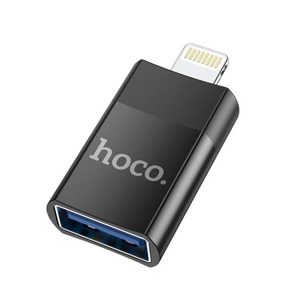 USB-A - Adaptor iPhone 8pin OTG, negru, Hoco UA17