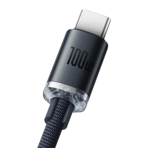 Cablu de date de încărcare rapidă de tip C, negru, 2M, 100W, seria Baseus Crystal Shine