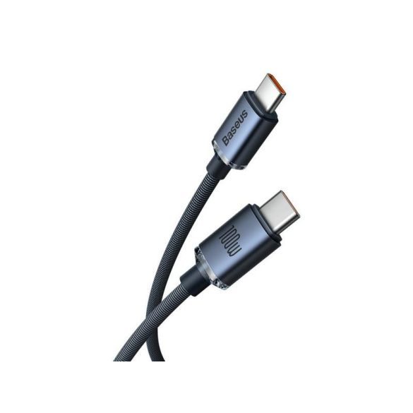 Type-C - Cablu de date de încărcare rapidă de tip C, acoperit cu material, negru, 1,2 M, 100 W, seria Baseus Crystal Shine