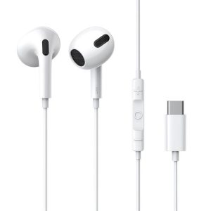Căști stereo Baseus Encok C17 alb cu control al volumului cu conector de tip C