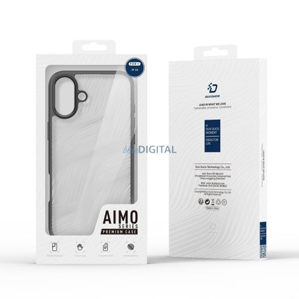 Husă spate iPhone 16e (6.1"), husă pentru telefon, transparentă / neagră, PC/TPU, cu protecție pentru cameră, Dux Ducis Aimo