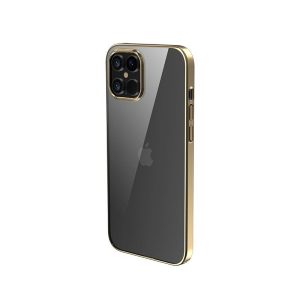 Carcasă rigidă pentru iPhone 11 Pro Max (6,5"), carcasă TPU, cadru transparent / auriu, Devia Glimmer