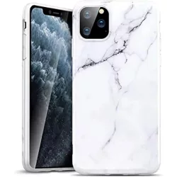   HUSĂ! - Carcasă din spate iPhone 11 Pro (5,8"), carcasă TPU, model marmură, alb, marmură Devia