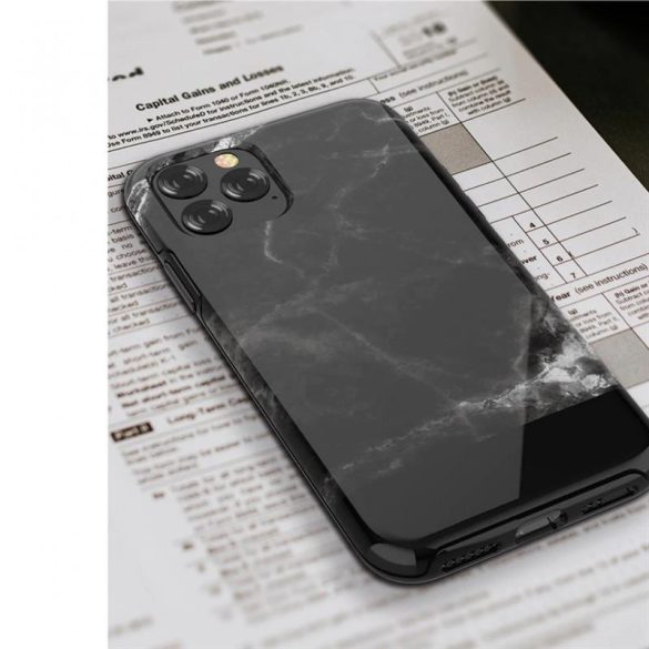 Carcasă din spate pentru iPhone 11 Pro Max 2019 (6,5"), carcasă TPU, model marmură, negru, marmură Devia