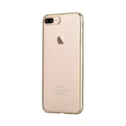   HUSĂ! - Carcasă rigidă pentru iPhone 12 Pro Max (6,7"), carcasă TPU, cadru transparent/auriu, Devia Glimmer