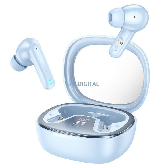 Căști stereo bluetooth cu carcasă de încărcare wireless, TWS, albastru, Hoco EQ6
