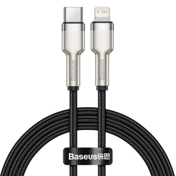 Tip C - Cablu de date iPhone cu 8 pini, 20 W, negru, husă din nailon împletit, 1 M, Baseus CATLJK-A01