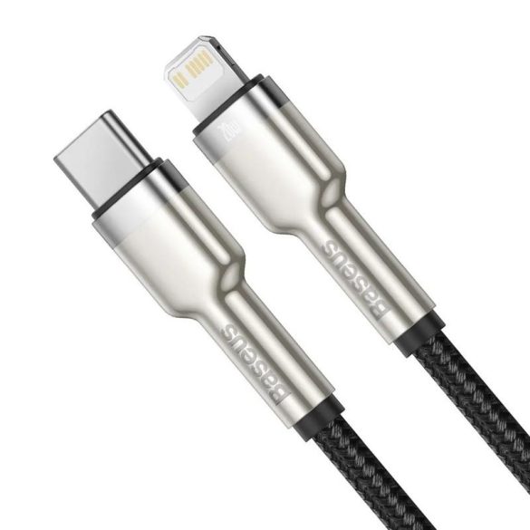 Tip C - Cablu de date iPhone cu 8 pini, 20 W, negru, husă din nailon împletit, 1 M, Baseus CATLJK-A01